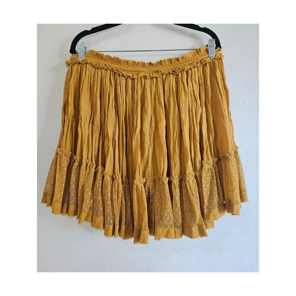 Free People Festival Crinkle Mesh Detail Mini Skirt, Size L - Picture 3 of 10